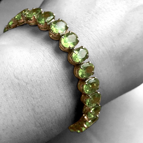 Hand Crafted Jewelry - Peridot Tennis Bracelet in 925 Sterling Silver NIB